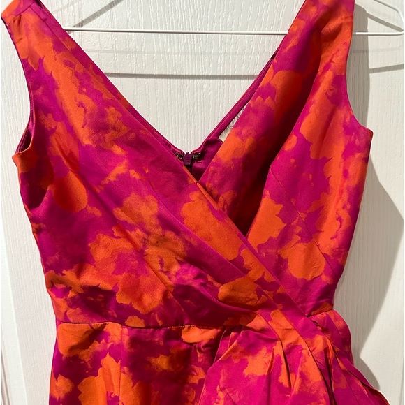 Lela Rose Fuchsia Pink Floral Tafetta Dress Sz 6 - Picture 5 of 11